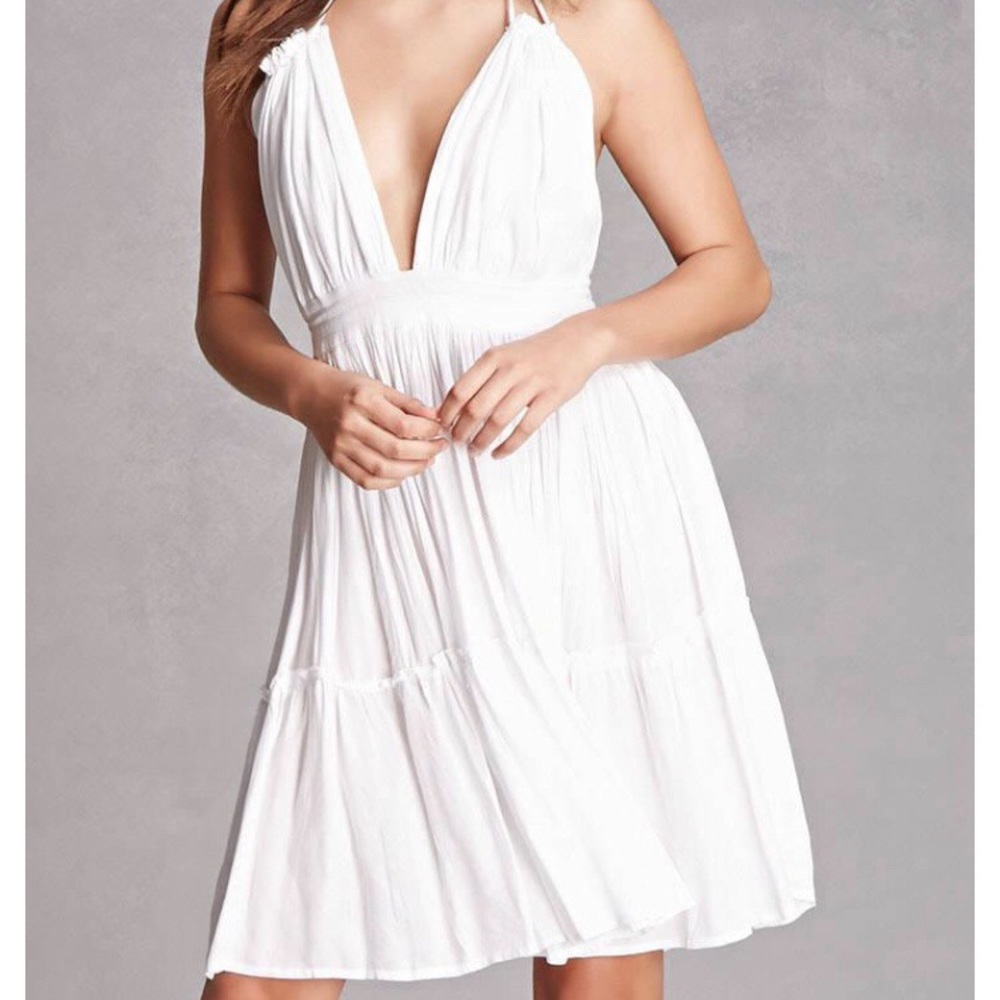 Boho Me Halter High-Low White Dress